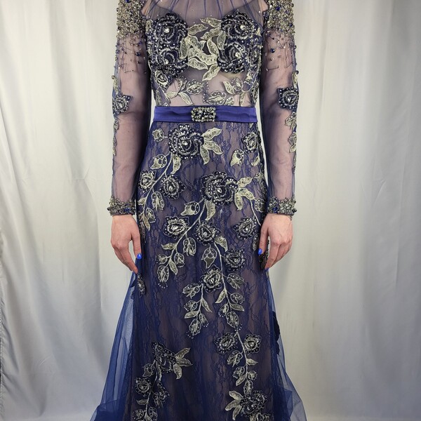 Galajurk blauw kant glitter